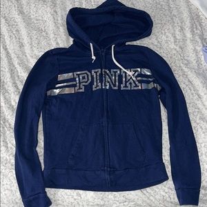 Navy zip up jacket PINK